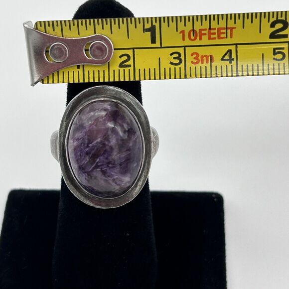 Vintage Sterling Silver 925 Charoite Ring Size 6 - Picture 10 of 11